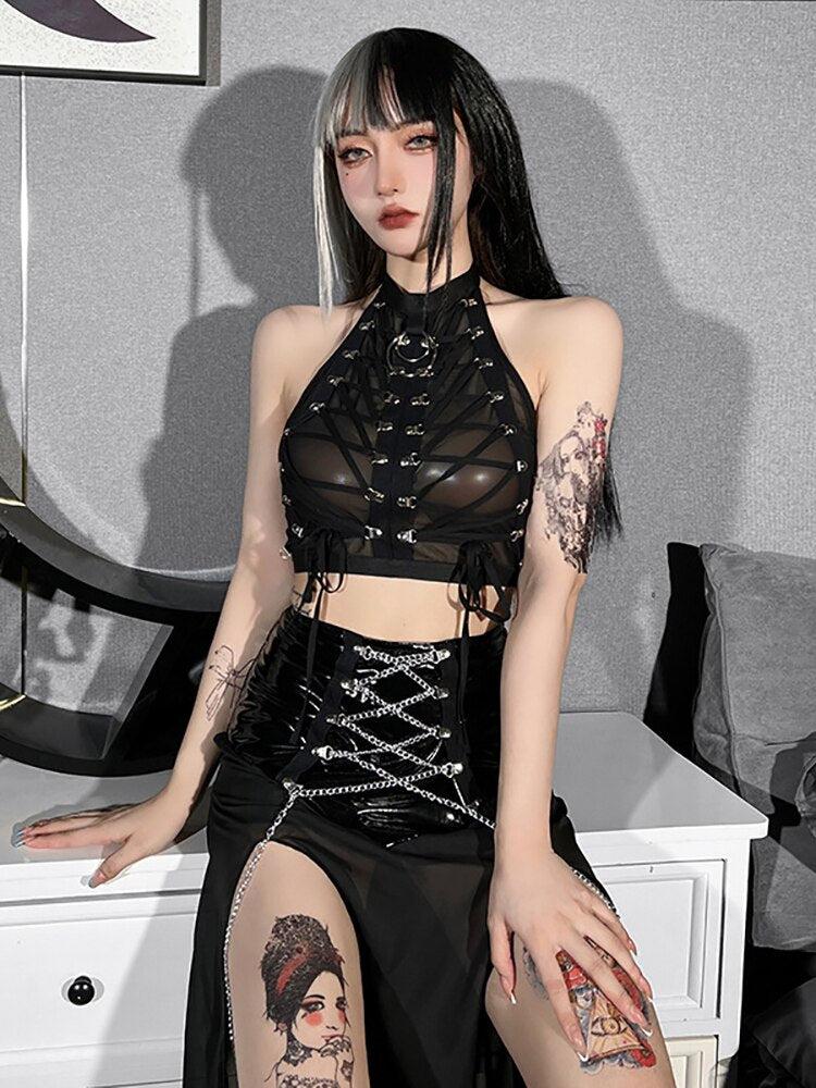 Style Core Aesthetics, New Style Trends - Goth Backless Halter Top Style Core Aesthetics, New Style Trends - Goth Backless Halter Top