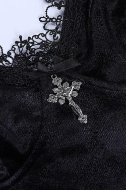 Style Core Aesthetics, New Style Trends - Goth Cross Detail Mini Dress