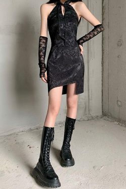 Style Core Aesthetics, New Style Trends - Goth Halter Mini Dress