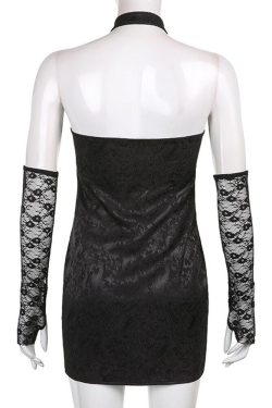 Style Core Aesthetics, New Style Trends - Goth Halter Mini Dress