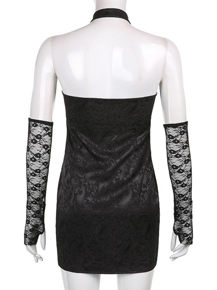 Style Core Aesthetics, New Style Trends - Goth Halter Mini Dress Style Core Aesthetics, New Style Trends - Goth Halter Mini Dress
