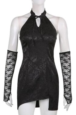 Style Core Aesthetics, New Style Trends - Goth Halter Mini Dress