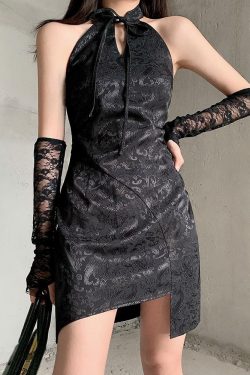 Style Core Aesthetics, New Style Trends - Goth Halter Mini Dress