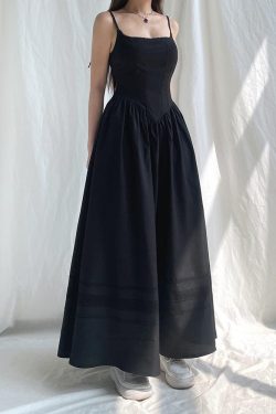 Style Core Aesthetics, New Style Trends - Goth Strap Maxi Dress