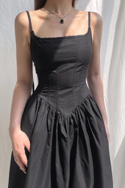 Style Core Aesthetics, New Style Trends - Goth Strap Maxi Dress