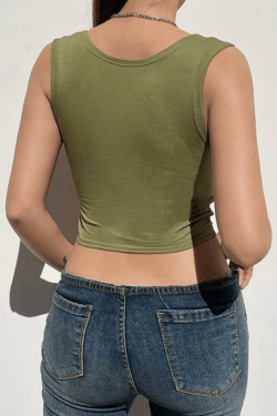 Style Core Aesthetics, New Style Trends - Green Padded Cropped Tank Top