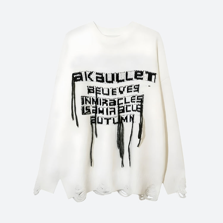 Style Core Aesthetics, New Style Trends - Grunge AK-Bullet Tasseled Sweater Style Core Aesthetics, New Style Trends - Grunge AK-Bullet Tasseled Sweater