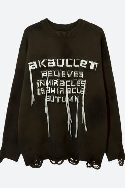 Style Core Aesthetics, New Style Trends - Grunge AK-Bullet Tasseled Sweater