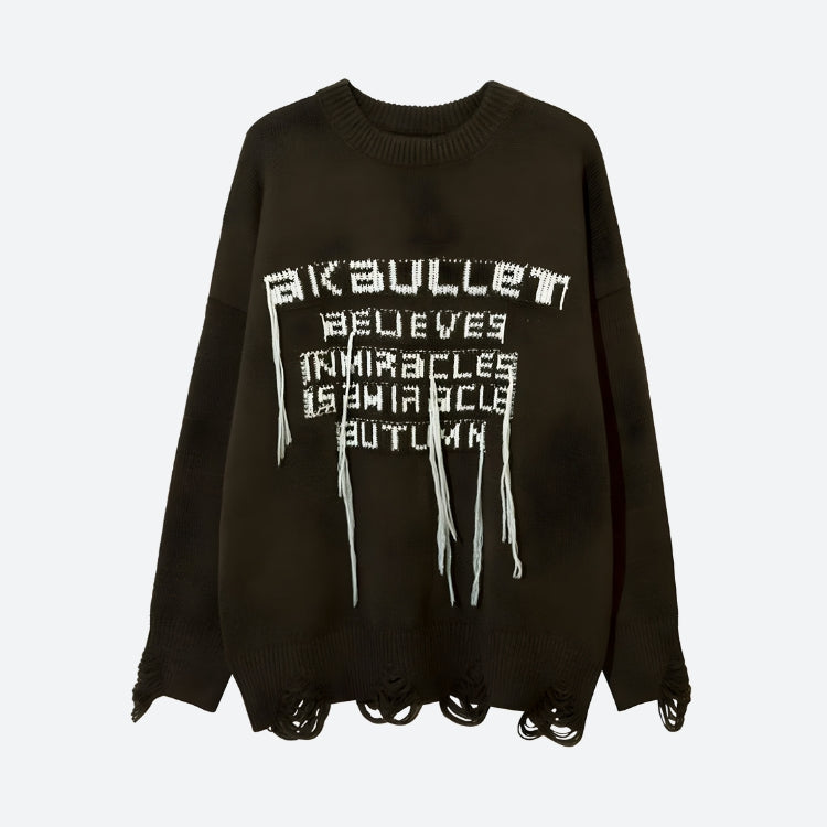 Style Core Aesthetics, New Style Trends - Grunge AK-Bullet Tasseled Sweater Style Core Aesthetics, New Style Trends - Grunge AK-Bullet Tasseled Sweater