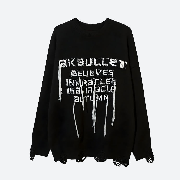 Style Core Aesthetics, New Style Trends - Grunge AK-Bullet Tasseled Sweater Style Core Aesthetics, New Style Trends - Grunge AK-Bullet Tasseled Sweater