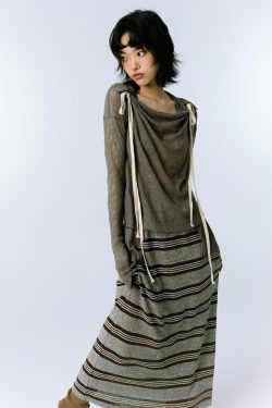 Style Core Aesthetics, New Style Trends - Grunge Asymmetric Long Sleeve Lace Top