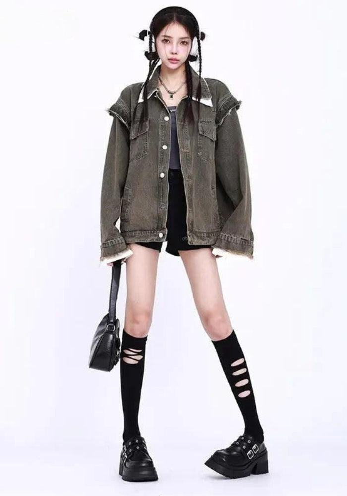 Style Core Aesthetics, New Style Trends - Grunge Button Up Oversized Denim Jacket Style Core Aesthetics, New Style Trends - Grunge Button Up Oversized Denim Jacket