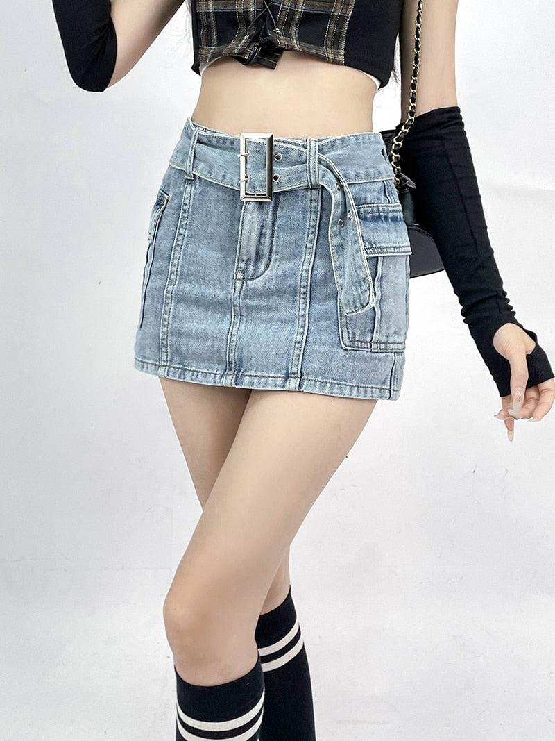 Style Core Aesthetics, New Style Trends - Grunge Cargo Jean Mini Skort Style Core Aesthetics, New Style Trends - Grunge Cargo Jean Mini Skort
