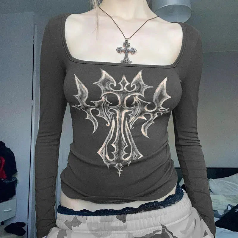 Style Core Aesthetics, New Style Trends - Grunge Cross Bleached Top Style Core Aesthetics, New Style Trends - Grunge Cross Bleached Top