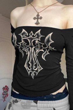 Style Core Aesthetics, New Style Trends - Grunge Cross Bleached Top