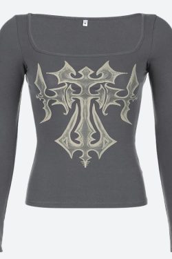 Style Core Aesthetics, New Style Trends - Grunge Cross Bleached Top