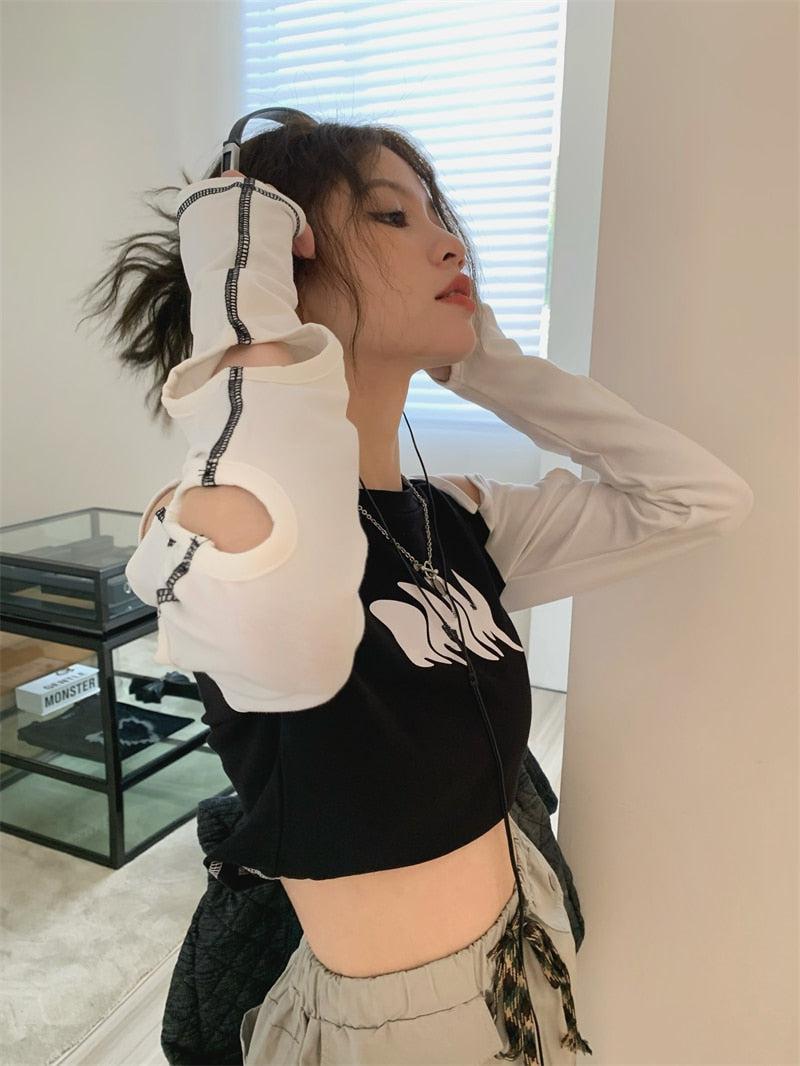 Style Core Aesthetics, New Style Trends - Grunge Cut-Out Crop Top Style Core Aesthetics, New Style Trends - Grunge Cut-Out Crop Top