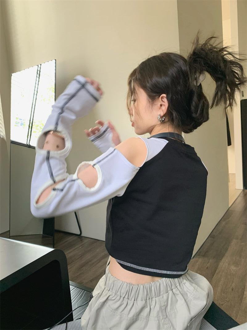 Style Core Aesthetics, New Style Trends - Grunge Cut-Out Crop Top Style Core Aesthetics, New Style Trends - Grunge Cut-Out Crop Top