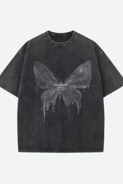 Style Core Aesthetics, New Style Trends - Grunge Distressed Butterfly Tee