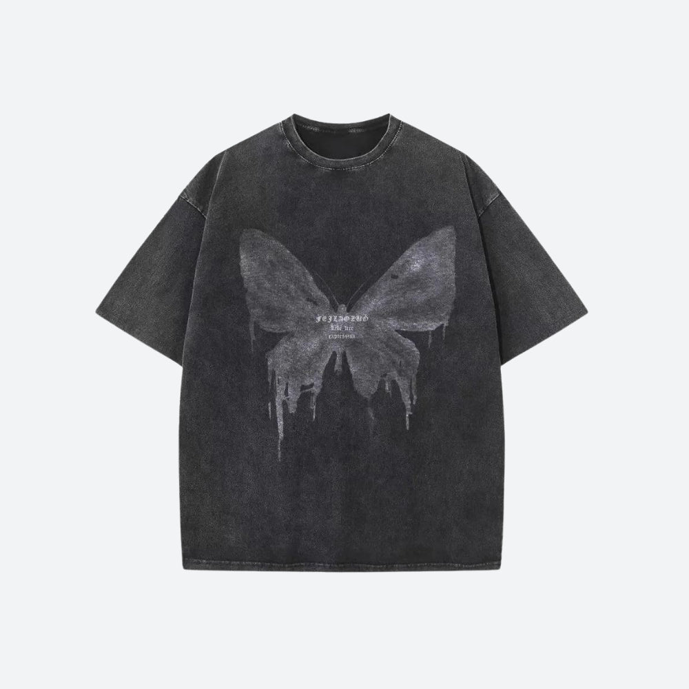 Style Core Aesthetics, New Style Trends - Grunge Distressed Butterfly Tee Style Core Aesthetics, New Style Trends - Grunge Distressed Butterfly Tee