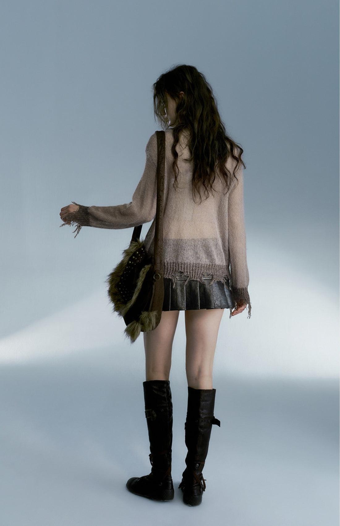 Style Core Aesthetics, New Style Trends - Grunge Distressed Cross Sweater Style Core Aesthetics, New Style Trends - Grunge Distressed Cross Sweater