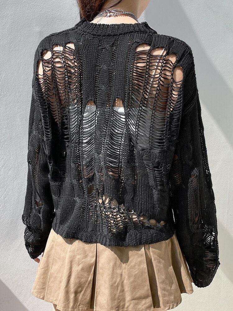 Style Core Aesthetics, New Style Trends - Grunge Distressed Knit Sweater Style Core Aesthetics, New Style Trends - Grunge Distressed Knit Sweater