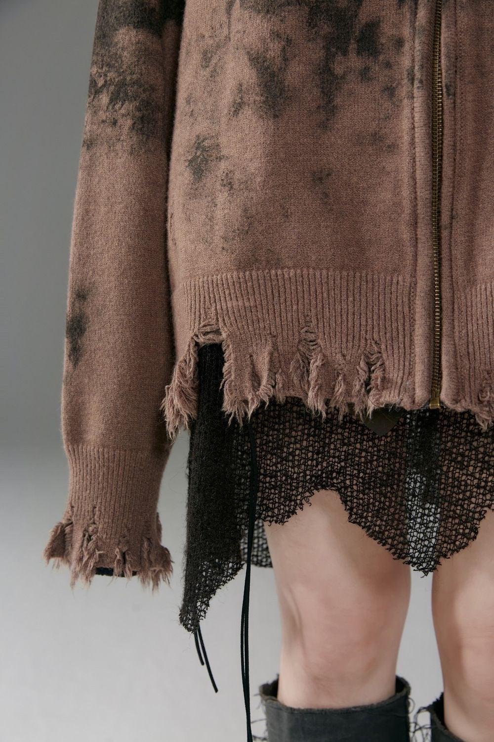 Style Core Aesthetics, New Style Trends - Grunge Extra Distressed Zip-Up Cardigan Style Core Aesthetics, New Style Trends - Grunge Extra Distressed Zip-Up Cardigan