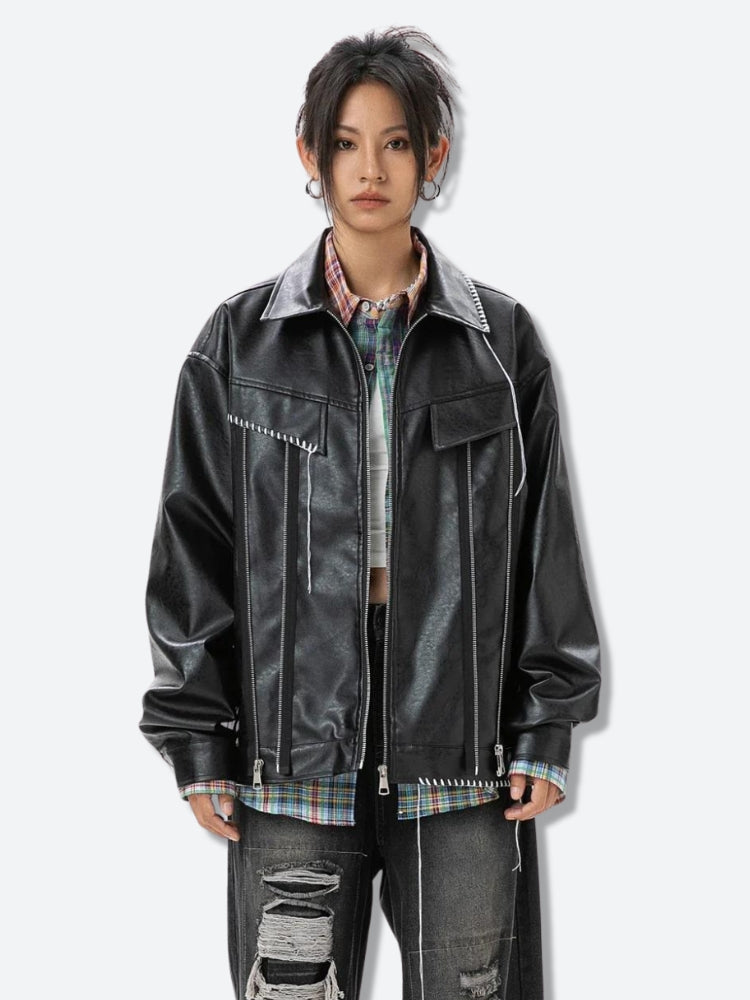 Style Core Aesthetics, New Style Trends - Grunge Faux Leather Jacket Style Core Aesthetics, New Style Trends - Grunge Faux Leather Jacket