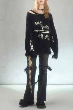 Style Core Aesthetics, New Style Trends - Grunge Fluffy Knitted Sweater