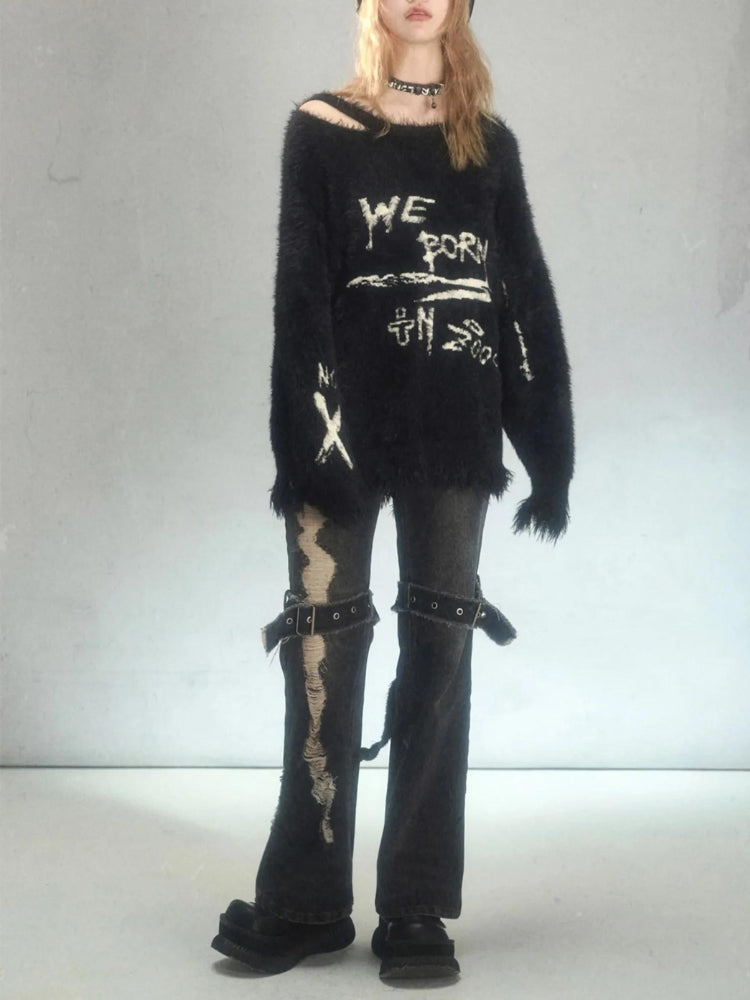 Style Core Aesthetics, New Style Trends - Grunge Fluffy Knitted Sweater Style Core Aesthetics, New Style Trends - Grunge Fluffy Knitted Sweater