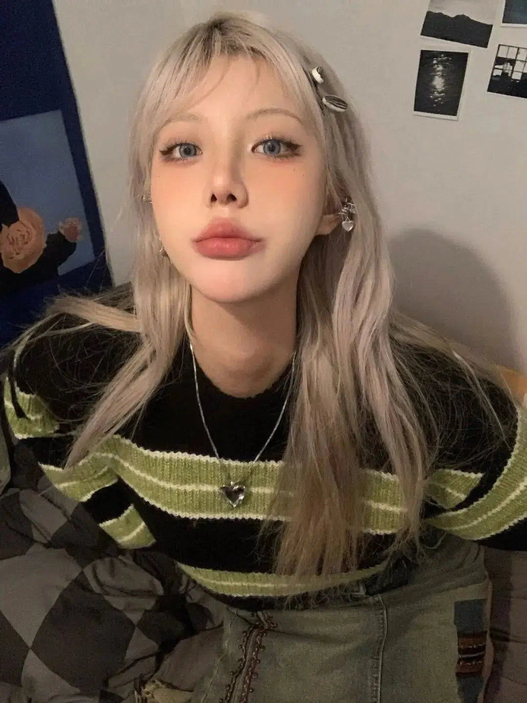 Style Core Aesthetics, New Style Trends - Grunge Green Striped Crop Sweater Style Core Aesthetics, New Style Trends - Grunge Green Striped Crop Sweater