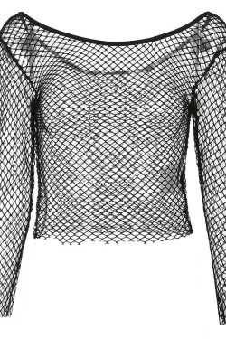 Style Core Aesthetics, New Style Trends - Grunge Long Sleeve Fishnet Top