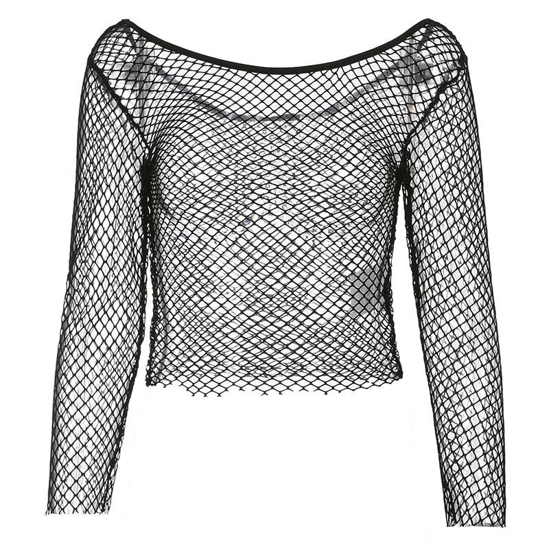 Style Core Aesthetics, New Style Trends - Grunge Long Sleeve Fishnet Top Style Core Aesthetics, New Style Trends - Grunge Long Sleeve Fishnet Top