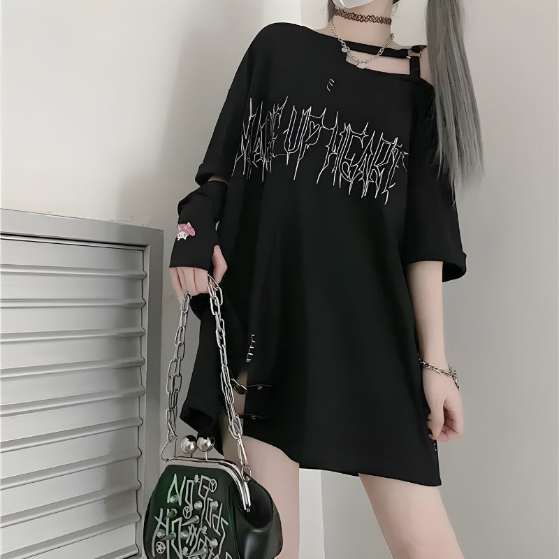 Style Core Aesthetics, New Style Trends - Grunge Make Up Heart Long Tee Style Core Aesthetics, New Style Trends - Grunge Make Up Heart Long Tee