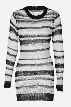 Style Core Aesthetics, New Style Trends - Grunge Open Weave Knitted Mini Dress