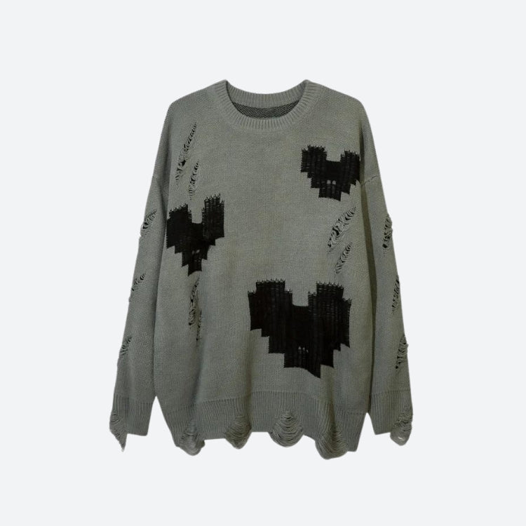 Style Core Aesthetics, New Style Trends - Grunge Pixel Hearts Knitted Sweater Style Core Aesthetics, New Style Trends - Grunge Pixel Hearts Knitted Sweater