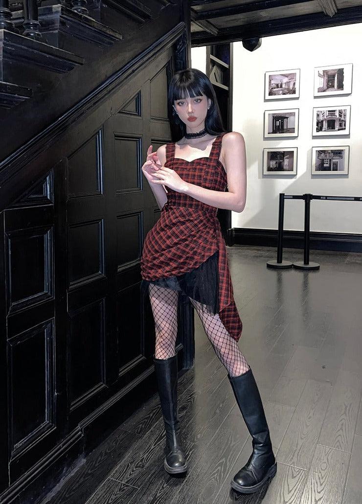 Style Core Aesthetics, New Style Trends - Grunge Plaid Mini Dress Style Core Aesthetics, New Style Trends - Grunge Plaid Mini Dress