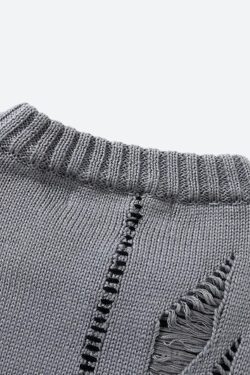 Style Core Aesthetics, New Style Trends - Grunge Spray Paint Distressed Knitted Sweater