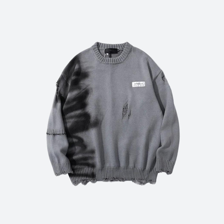 Style Core Aesthetics, New Style Trends - Grunge Spray Paint Distressed Knitted Sweater Style Core Aesthetics, New Style Trends - Grunge Spray Paint Distressed Knitted Sweater