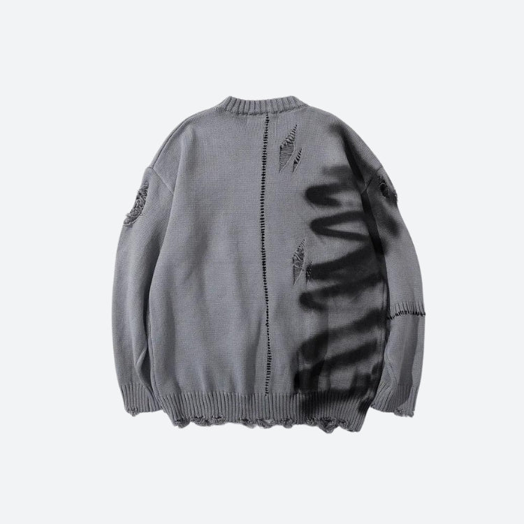 Style Core Aesthetics, New Style Trends - Grunge Spray Paint Distressed Knitted Sweater Style Core Aesthetics, New Style Trends - Grunge Spray Paint Distressed Knitted Sweater