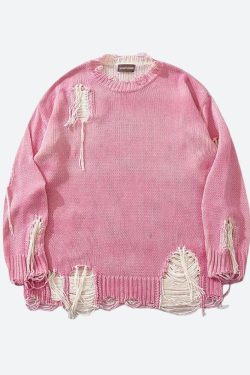 Style Core Aesthetics, New Style Trends - Grunge Tasseled Distressed Sweater