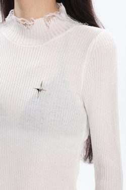 Style Core Aesthetics, New Style Trends - Grunge Turtleneck Distressed Sweater