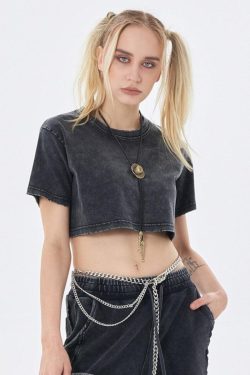 Style Core Aesthetics, New Style Trends - Grunge Washed Crop Top