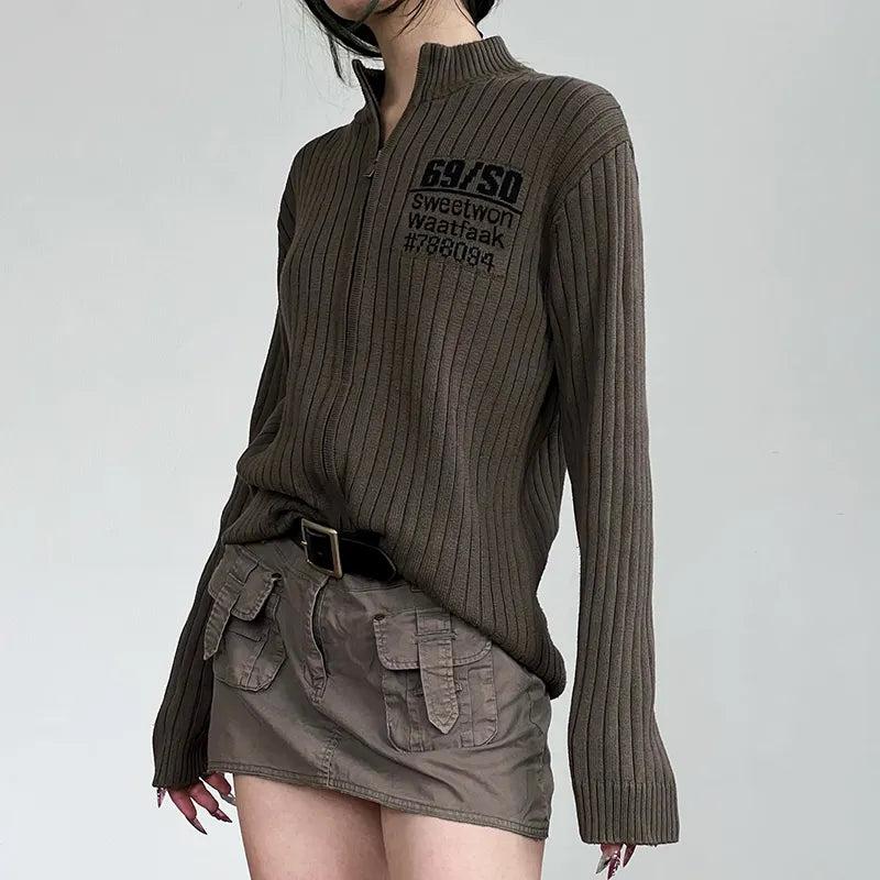 Style Core Aesthetics, New Style Trends - Grunge Zip-Up Cardigan Jacket Style Core Aesthetics, New Style Trends - Grunge Zip-Up Cardigan Jacket