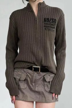 Style Core Aesthetics, New Style Trends - Grunge Zip-Up Cardigan Jacket