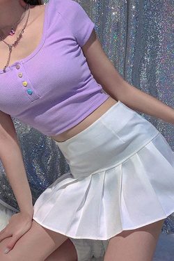 Style Core Aesthetics, New Style Trends - Heart Button Ribbed Tee