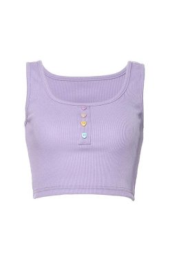 Style Core Aesthetics, New Style Trends - Heart Button Ribbed Top