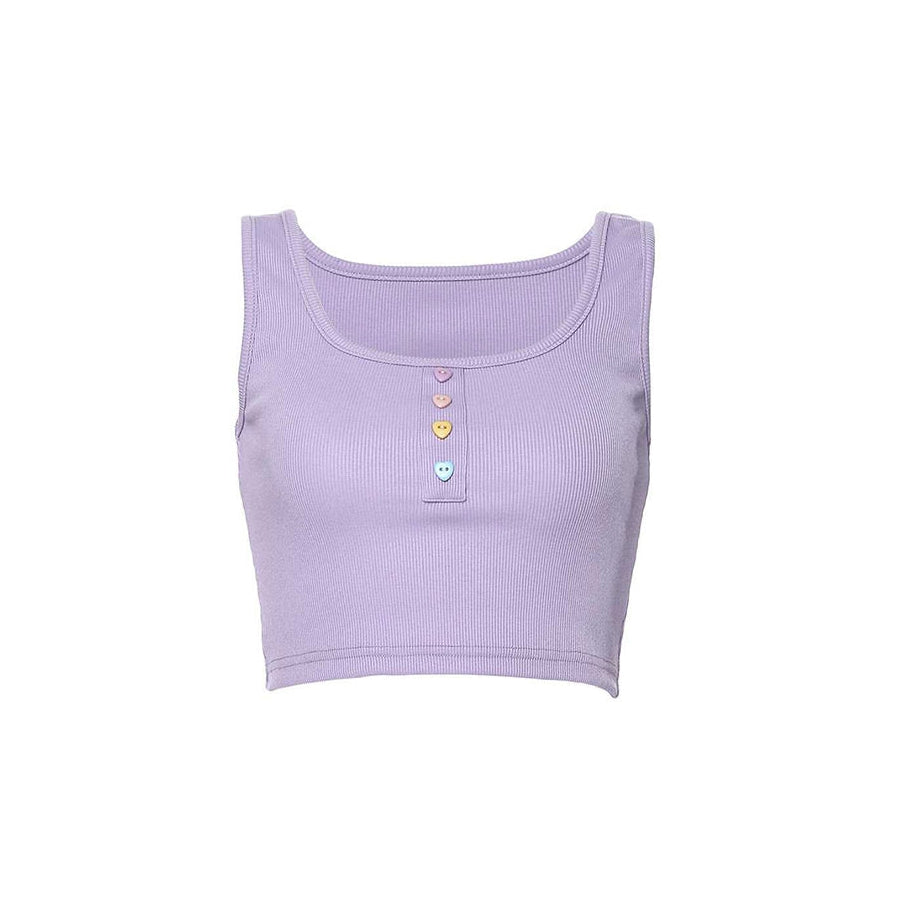 Style Core Aesthetics, New Style Trends - Heart Button Ribbed Top Style Core Aesthetics, New Style Trends - Heart Button Ribbed Top