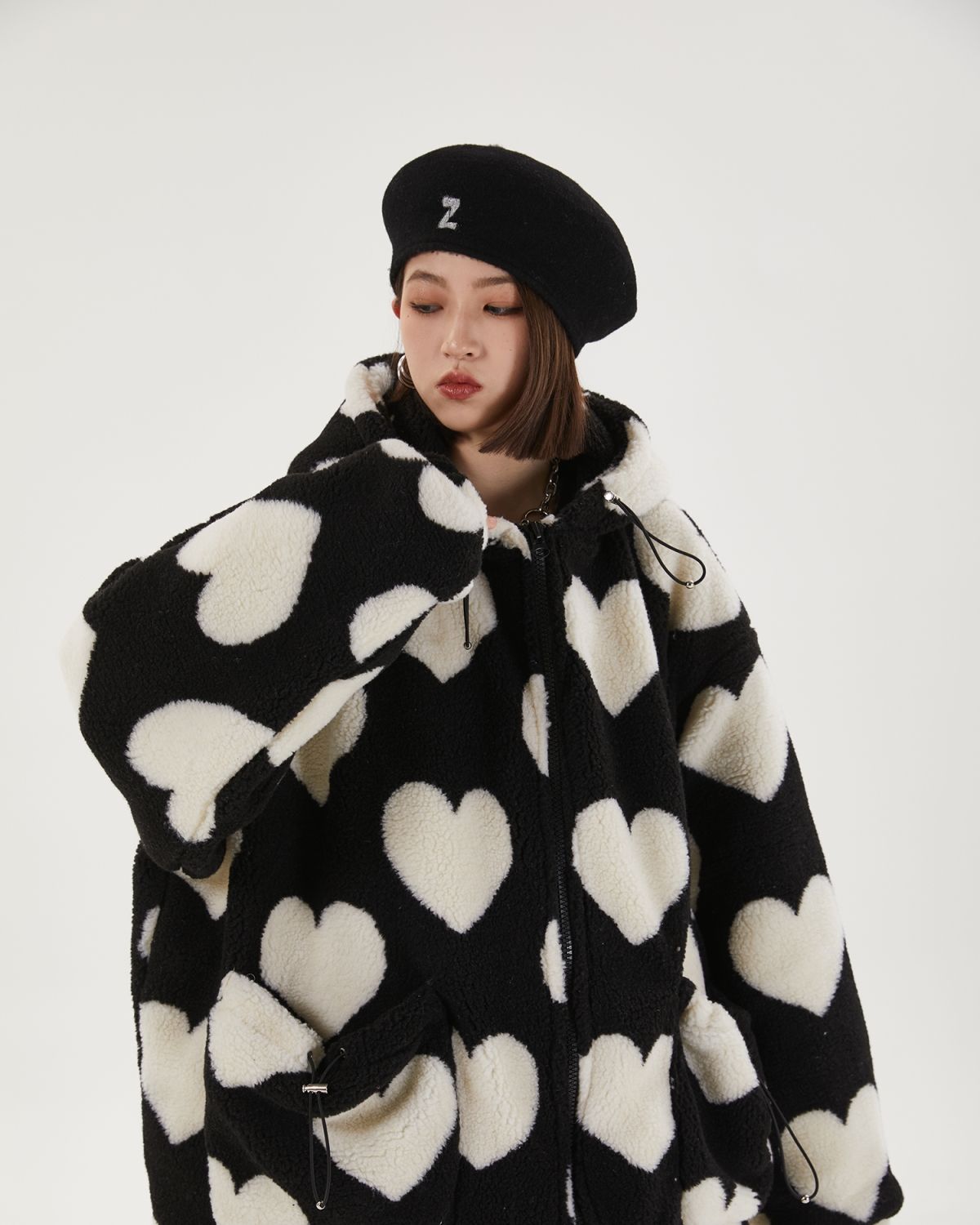 Style Core Aesthetics, New Style Trends - Heart Pattern Hooded Jacket Style Core Aesthetics, New Style Trends - Heart Pattern Hooded Jacket