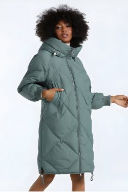Style Core Aesthetics, New Style Trends - Hooded Zip-Up Long Puffer Coat